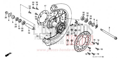 ROUE ARRIERE (CR500RL/RM) CR500RM de 1991
